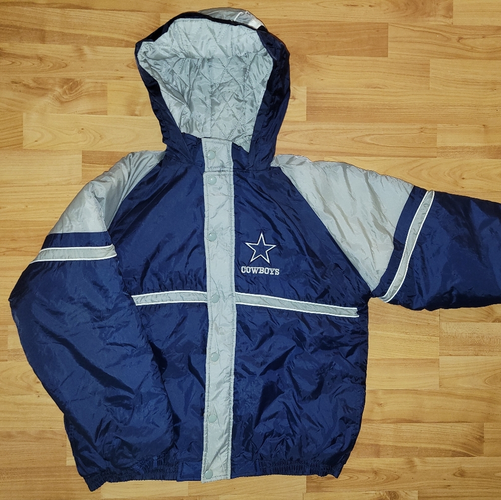 Dallas Cowboys 14/16Y Large Youth Hooded Puffer Jacket NFL Kids Touchdown Club